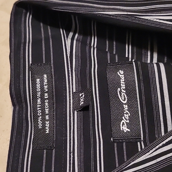EUC Playa Grande Dress Shirt Black Grey Stripes 3XLT - Picture 2 of 2